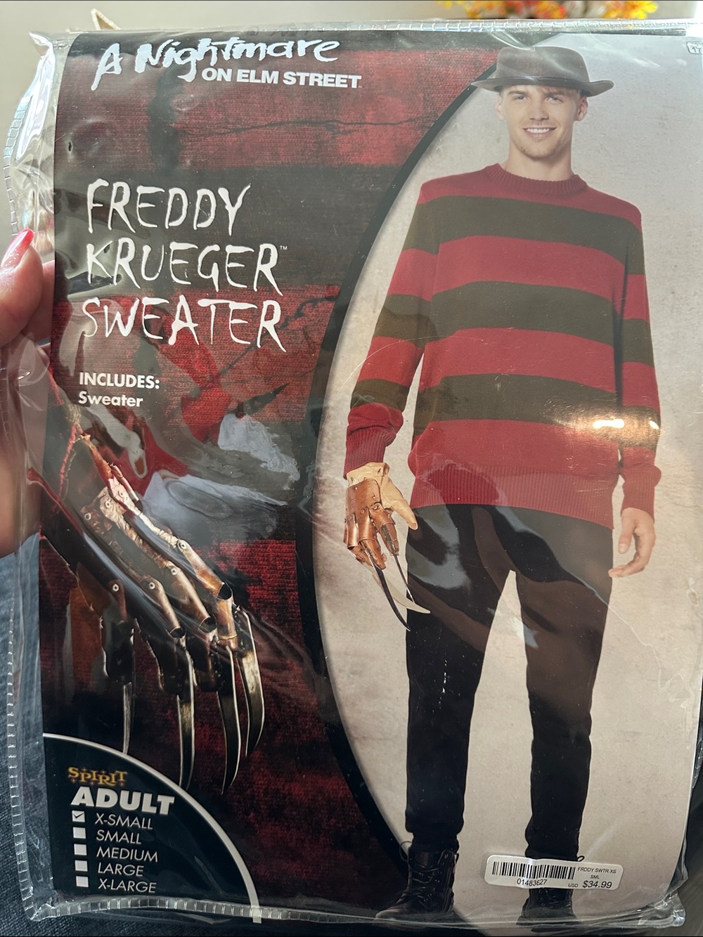 Spirit Men’s Red and Olive Striped Crewneck Sweater